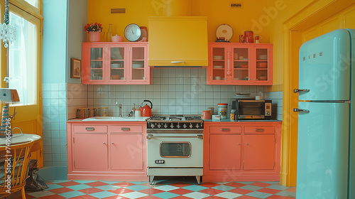 Retro Styled Kitchen with Pastel Colors