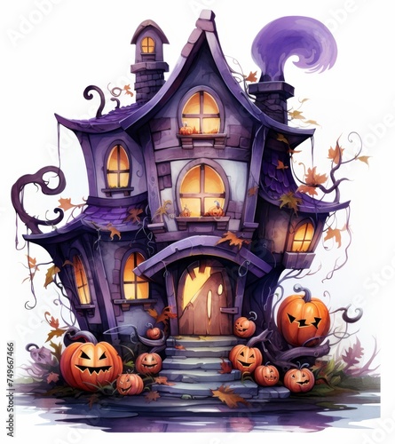  KS cartoon images of a house with pumpkins on KS cartoon images of a house with © กิตติพัฒน์ สมนาศักดิ