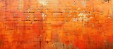 The image shows an orange brick wall with white paint splattered across its surface, creating a captivating abstract grunge background. The contrast between the orange bricks and the white paint adds