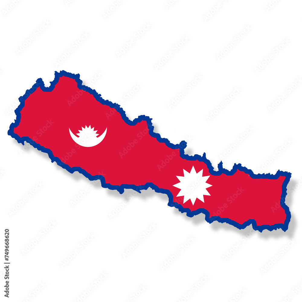 Nepal flag map with clipping path Nepal flag map with clipping path