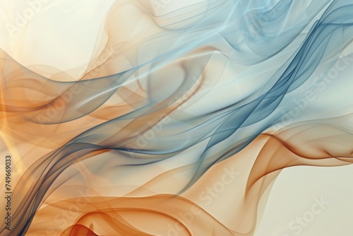 Abstract art with smooth waves of blue and orange, resembling fluid silk in motion, ideal for serene backgrounds.