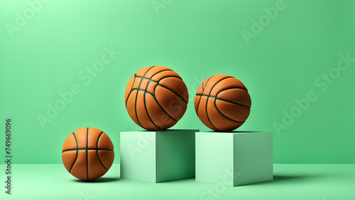 Competitive Spirit Icon. 3D Basketball Ball Illustration on Clean Background, Symbolizing the Drive and Determination of Athletes © Jati