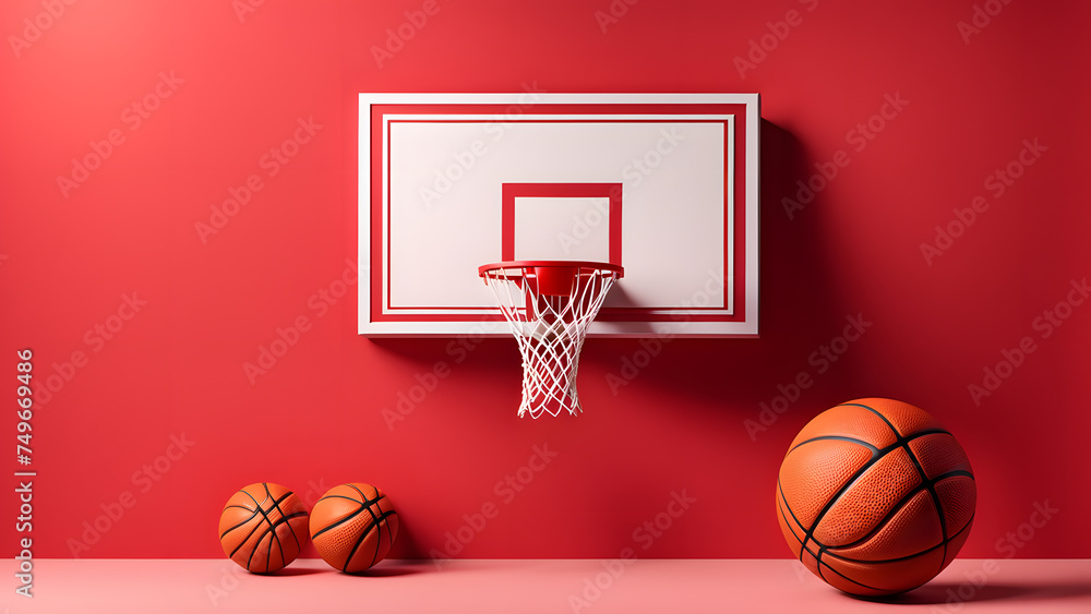 Fototapeta premium Sporting Passion Banner. 3D Isolated Basketball Ball on Clean Background, Symbolizing Dedication and Love for the Game