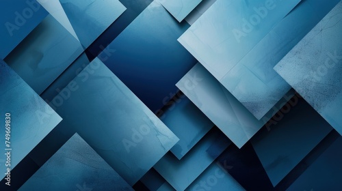 Intersecting layers of blue textured blocks creating a dynamic and abstract geometric composition.