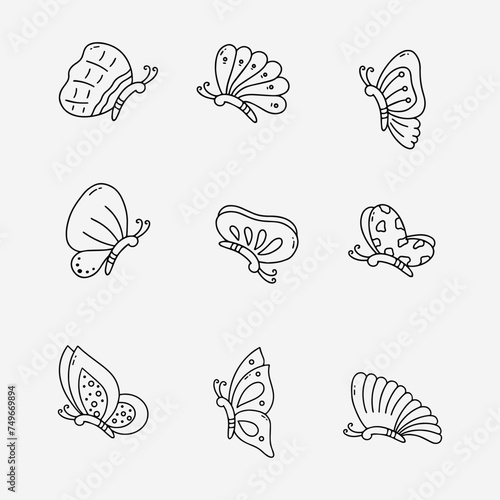 Butterfly doodle line vector illustration