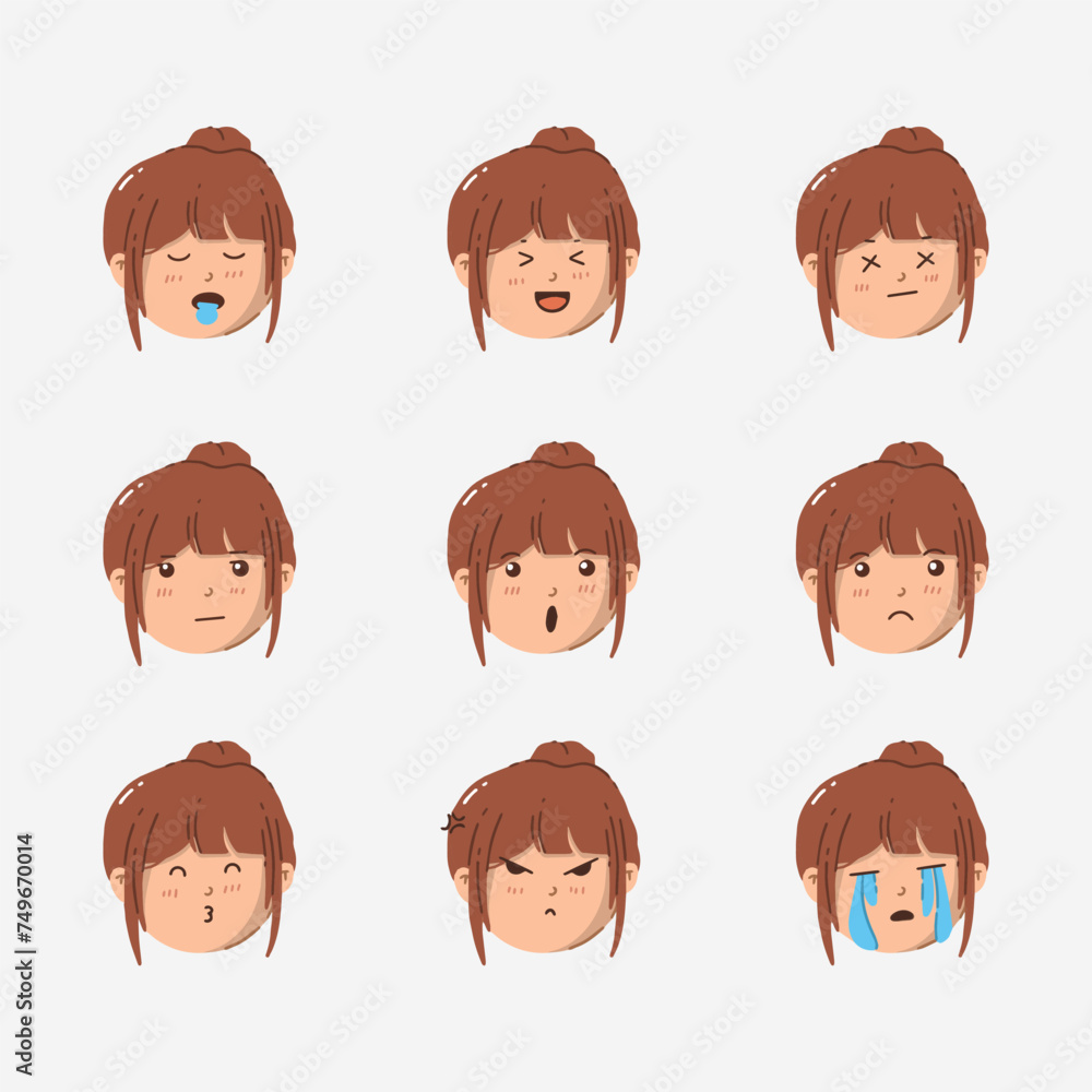 Cute girls face hand drawn vector illustration Cute girls face hand drawn vector illustration