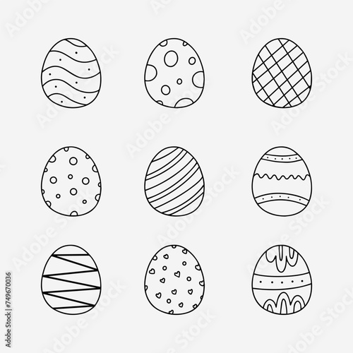 Easter egg doodle line vector illustration