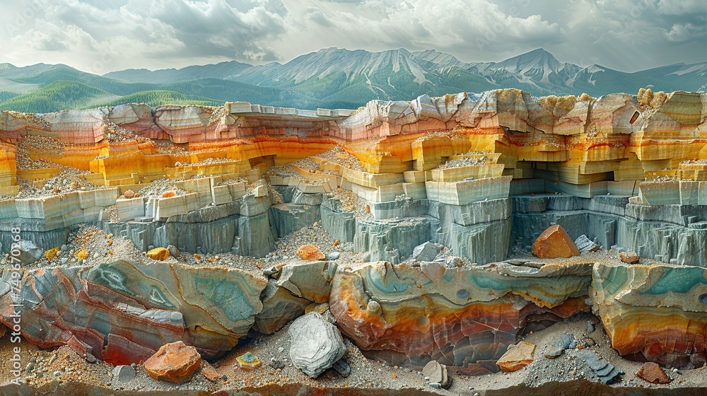 Cross-section of the Earth's crust with mineral deposits Stock ...