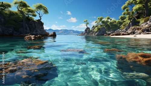 A calm bay with clear  turquoise water