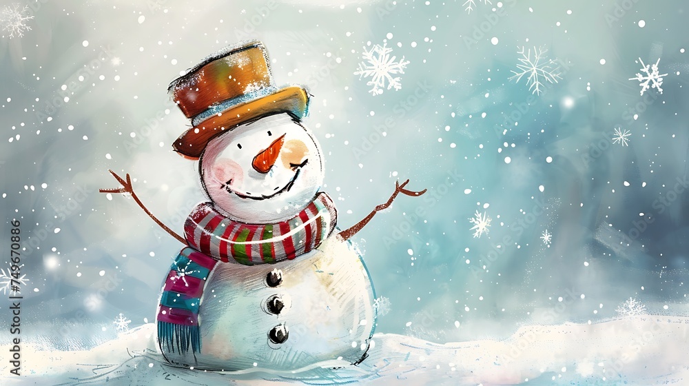 illustration of a happy and jolly snowman