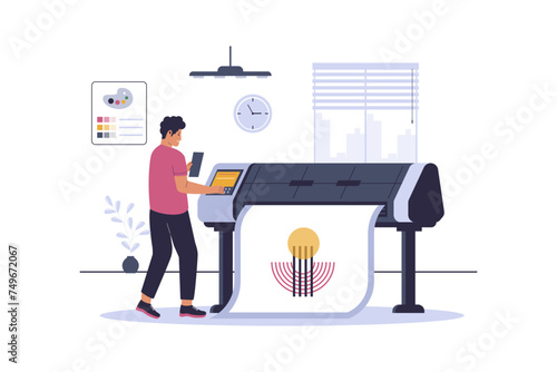 Digital printing concept illustration. Vector flat illustration