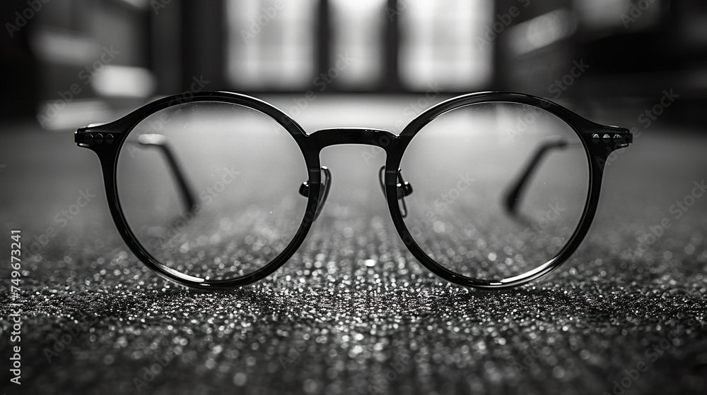 Glasses mockup with black infinity background. - obrazy, fototapety, plakaty 