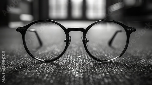 Glasses mockup with black infinity background. photo