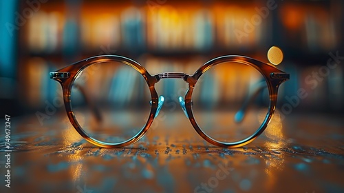 Mockup of glasses with brown frames.