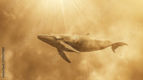 Baleia com iluminação cinematográfica bege - Papel de parede photo