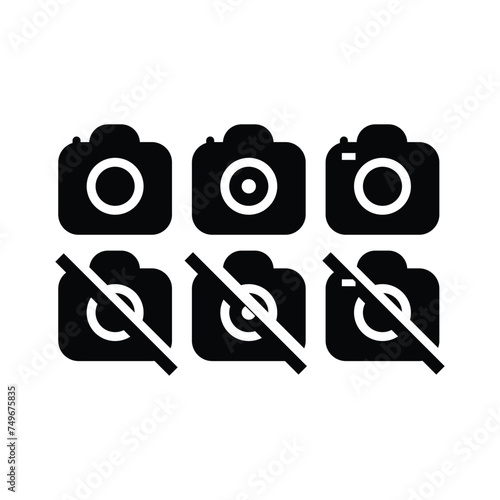 Camera black icon, concept illustration, vector flat symbol, glyph sign. resources graphic element design. Vector illustration with application and technology UI themes