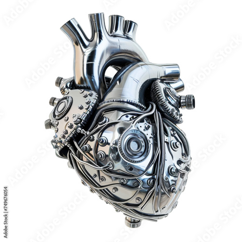 Silver Heart Shaped Object on White Background