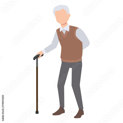 杖を持ったおじいさんのイラスト