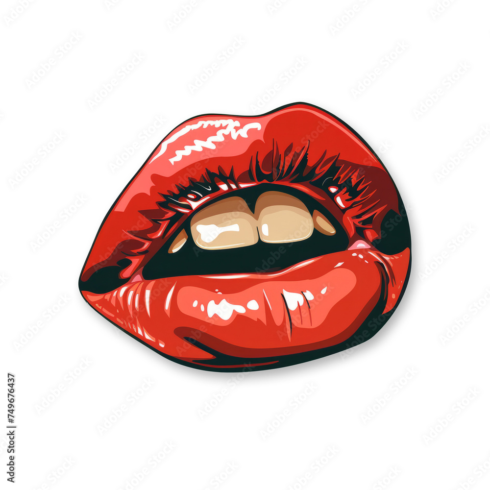 Obraz premium beautiful red lips Transparent background illustration of Red lipstick
