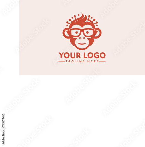 Simple Geek Monkey vector logo design Vintage Monkey logo vector for Business Identity