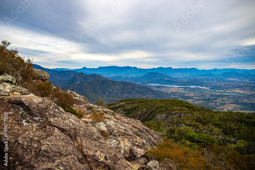 panorama of mount maroon as seen from the trail to the summit  rocky mountain in mount barney national park  queensland  australia