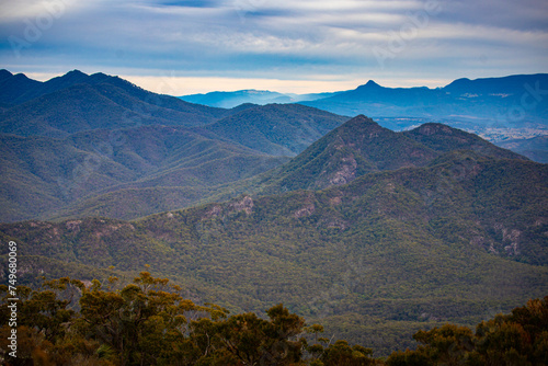 panorama of mount barney as seen from the summit of mount may, rocky mountains near brisbane and gold coast in queensland, australia