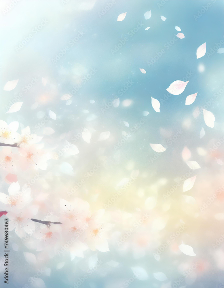 【縦写真】青空に舞う桜の花びら 【縦写真】青空に舞う桜の花びら
