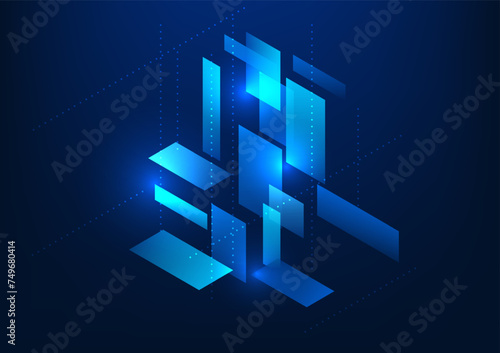 Abstract background technology, geometric squares placed on top of each other at isometric angles vector illustration, brochure, poster