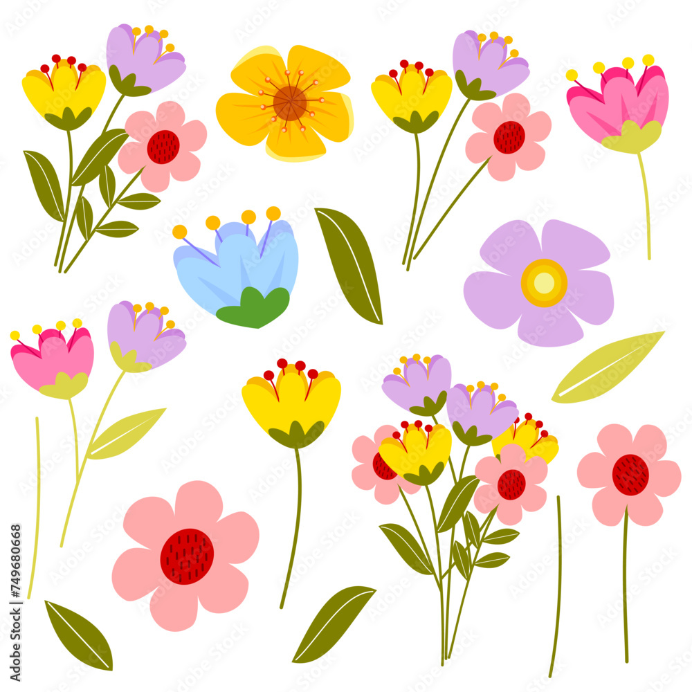 Hand drawn of floral elements vector set. flower graphic design. Hand drawn of floral elements vector set. flower graphic design.