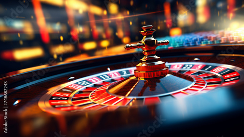 Closeup shot of a roulette wheel spinning
