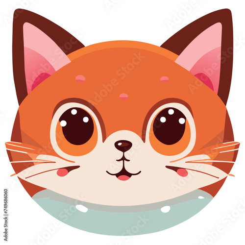 cute cat head transparanet background  vector illustration kawaii