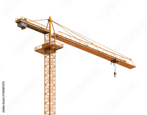 Tableau sur toile Construction Crane isolated or yellow tower crane isolated on transparency background