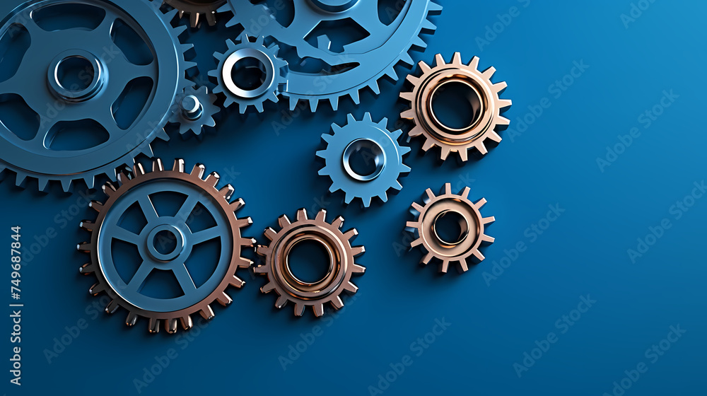 A series of interrelated gears symbolizes the synergy between different elements of a well-functioning system A series of interrelated gears symbolizes the synergy between different elements of a well-functioning system
