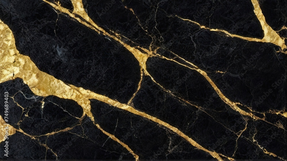 Black marble with a golden pattern. Black marble with a golden pattern.