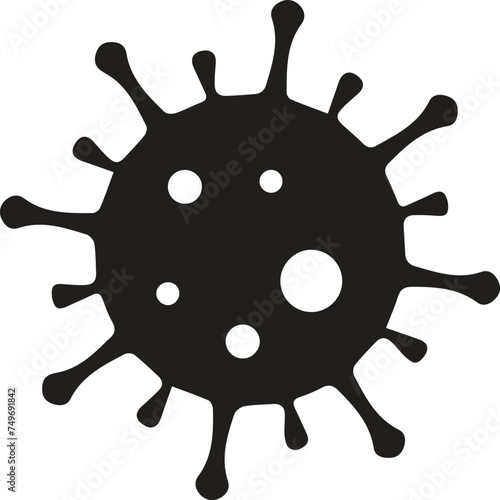 Coronavirus 2019-nCoV. Corona virus icon. Black on white background isolated. illness respiratory infection (illness outbreak). influenza pandemic. virion of Corona-virus. 