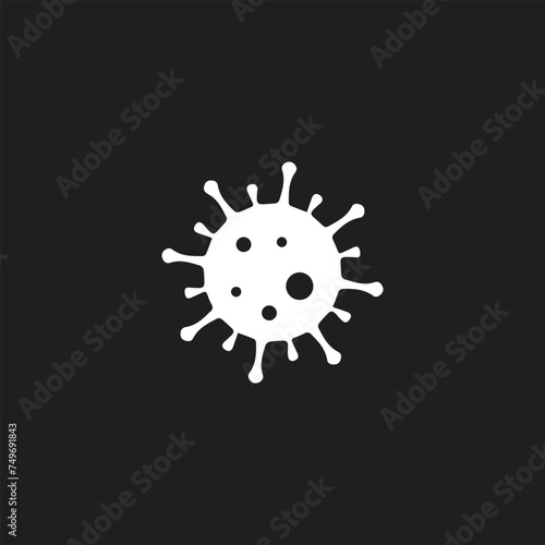 Coronavirus 2019-nCoV. Corona virus icon. Black on Black background isolated. illness respiratory infection (illness outbreak). influenza pandemic. virion of Corona-virus. 