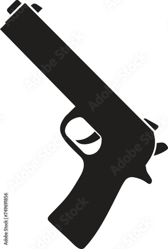 Vector illustration of automatic gun silhouette isolated on white background
