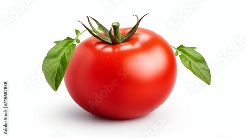 Tomato isolated. Tomato on white background. Perfect retouched tomatoe side view. With clipping path. Full depth of field