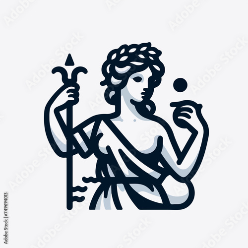 Venus Aphrodite goddess logo icon sticker illustration.