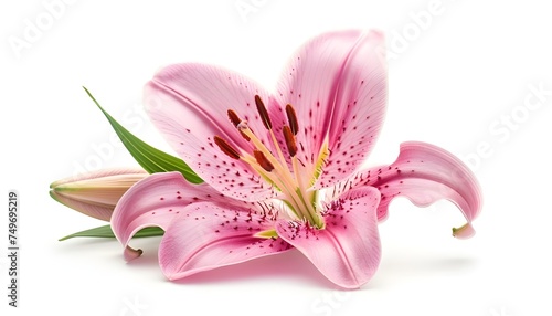 Pink lily flower isolated on white background