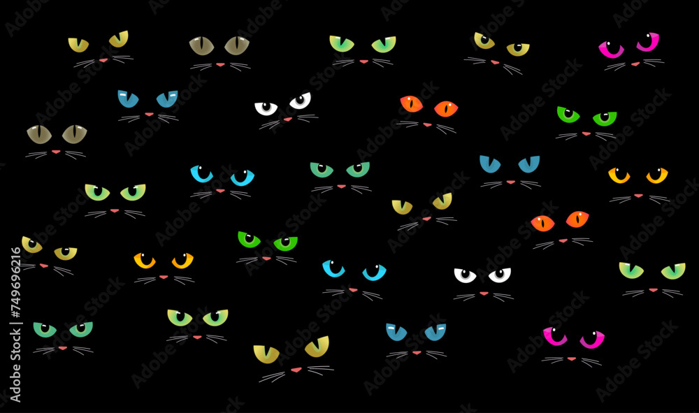 Fototapeta premium Cat and wild animals eye vector set