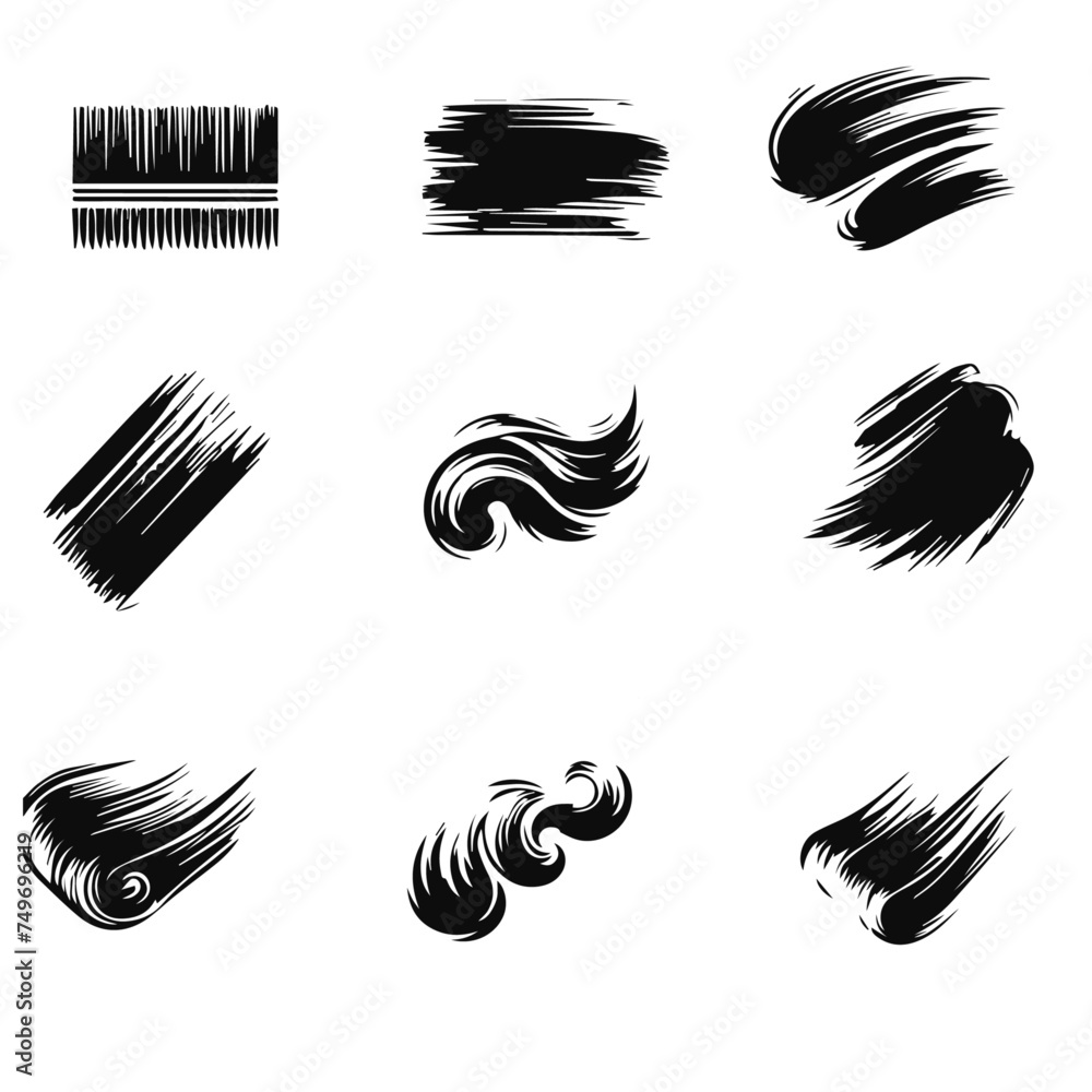 Set of paint brush marks VECTOR isolated on white background 