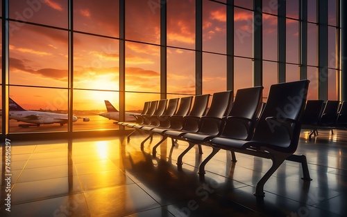 Waiting room in airport terminal at sunrise © Ai Creation