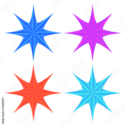 vector multiple gradient sparkling star icons