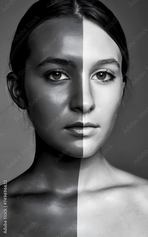 Black and white portrait photography of a protesting woman- Generative Ai Black and white portrait photography of a protesting woman- Generative Ai