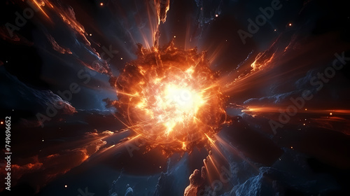 Supernova explosion in outer space