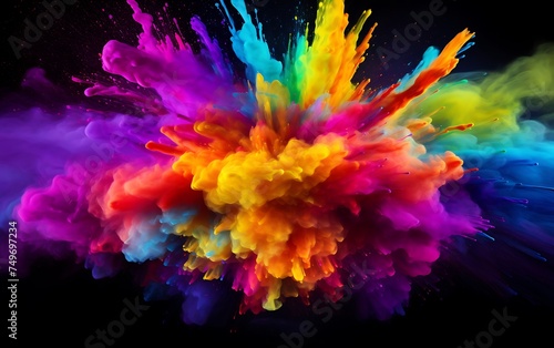 Colorful explosion of paint on a dark background