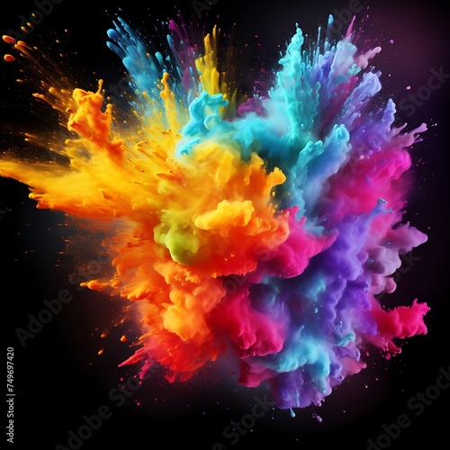 Colorful explosion of paint on a dark background