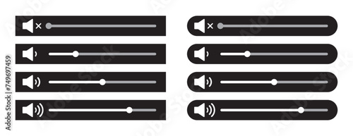 vector black volume sliders set