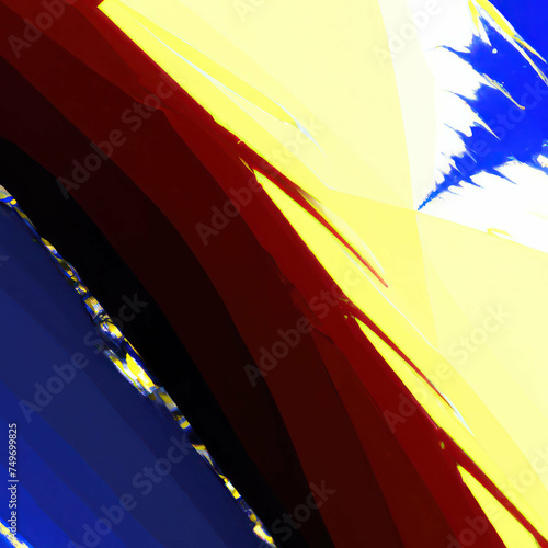 Generative AI of colorful digital art featuring abstract geometric shapes in yellow, blue, and red